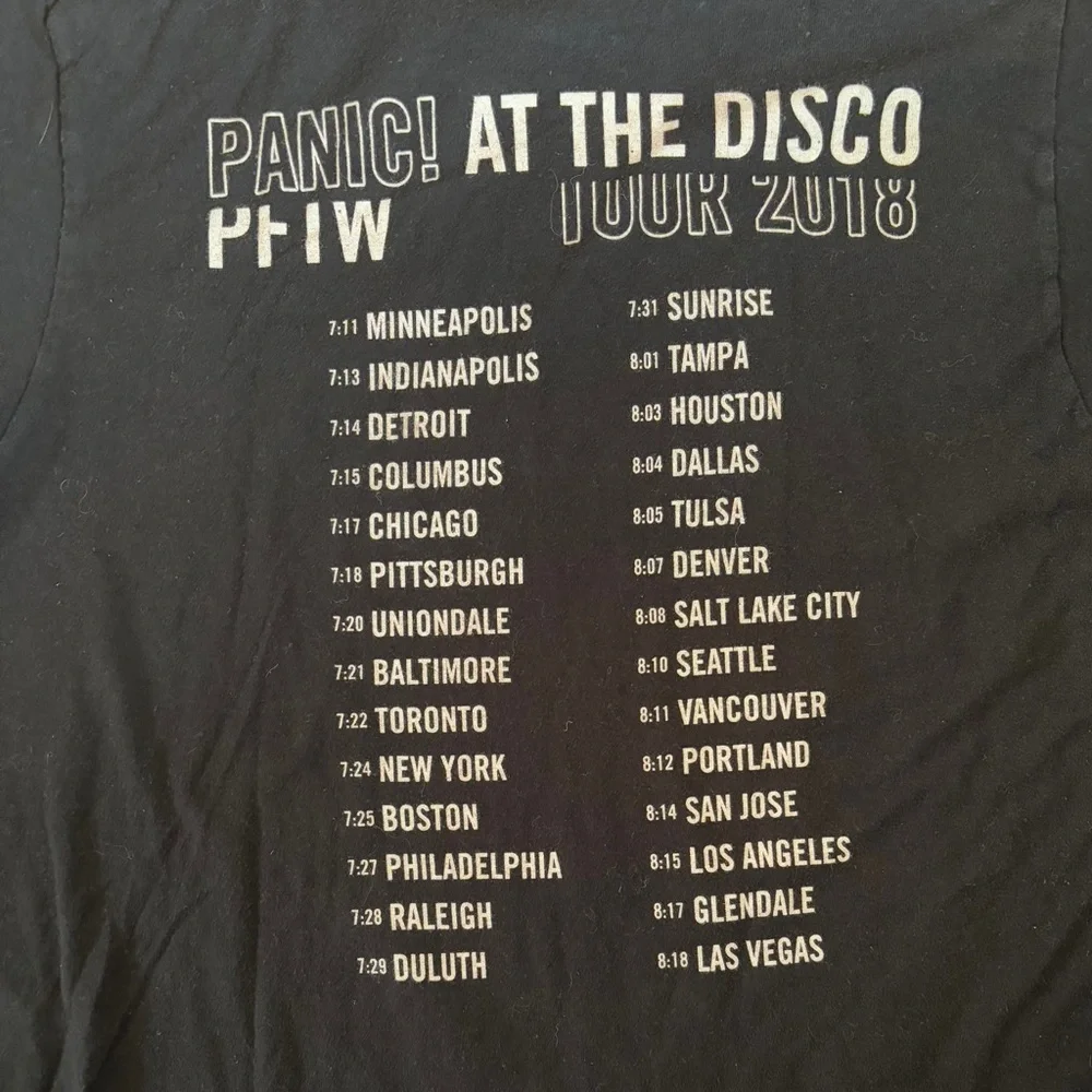 2018 Panic at the Disco Concert Tour Tee Black Sz M Unisex - Picture 4 of 5